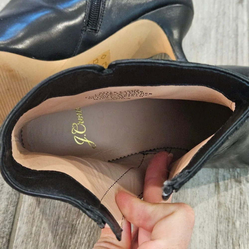 J.Crew Ankle Boots Size 8 Black Leather Kitten Heel Pointed Toe Office Bootie